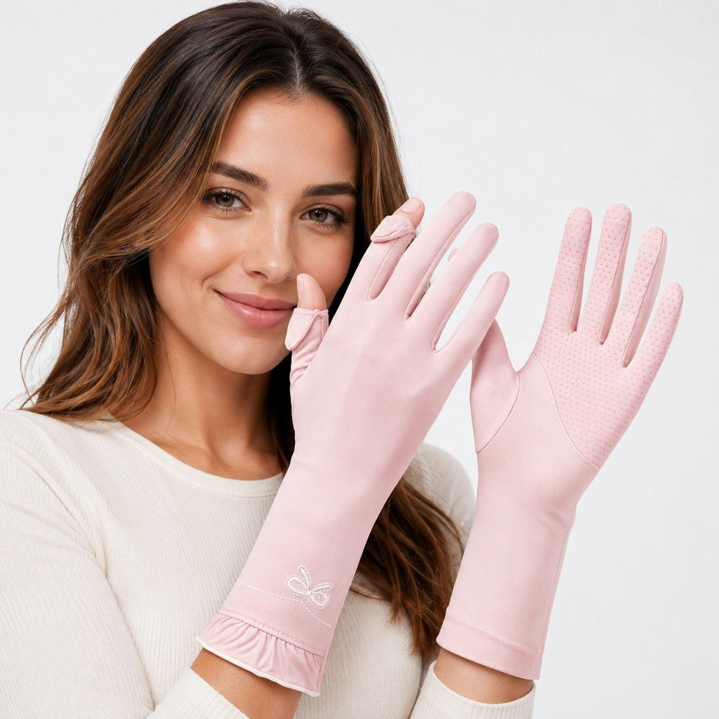 Long Cuff Fingerless Sun Protection Cycling Gloves