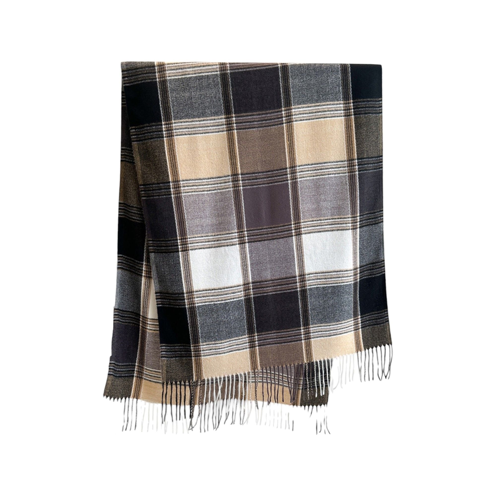 Anna-Kaci Women's Plaid Tassel Trim Faux Cashmere-Like Winter Warm Scarf - 77IN¡Á26IN