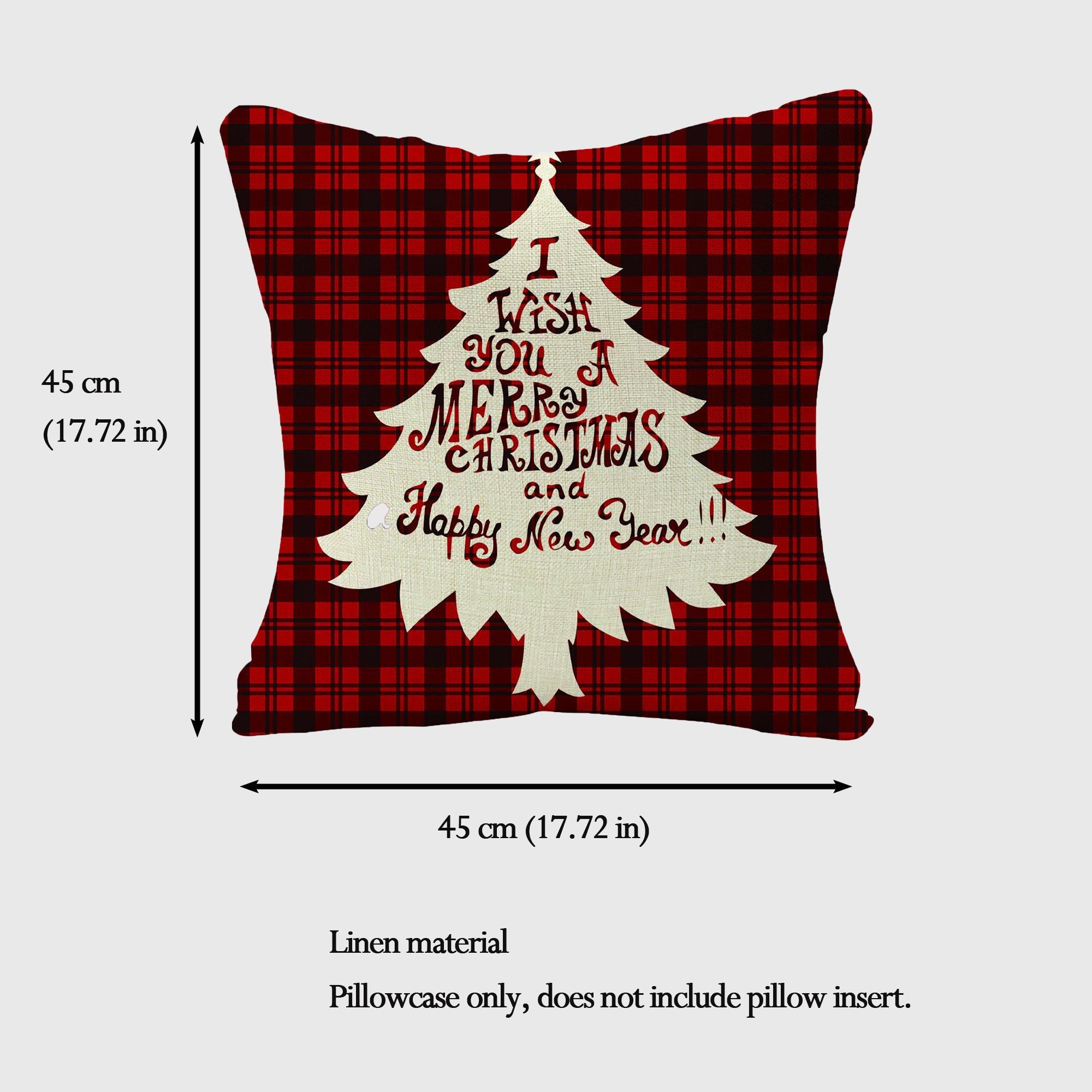 Anna-Kaci Christmas Gingham Throw Comfortable Pillow Cover 18x18in