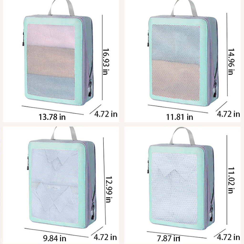 Travel Packing Cubes Set with Mesh Front Panel Zipper Storage Bags Lightweight Luggage Organizer Multi Size Set