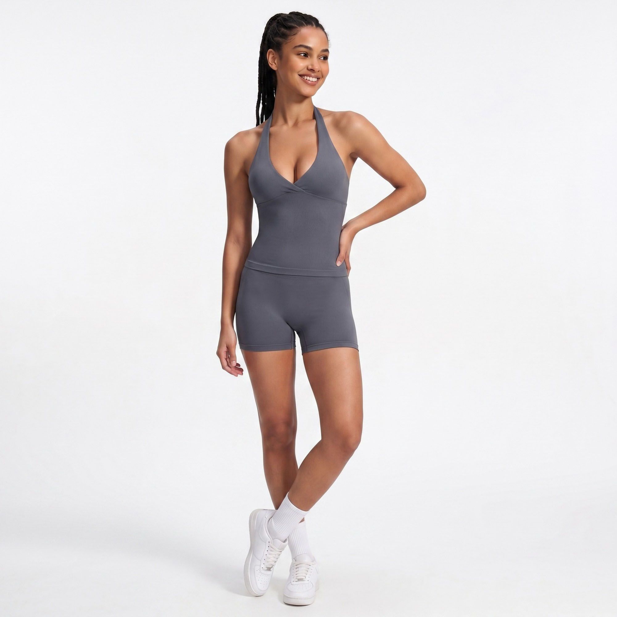 Padded Halter Wrap Front Longline Sports Bra Tank Top Workout Yoga Crop Top