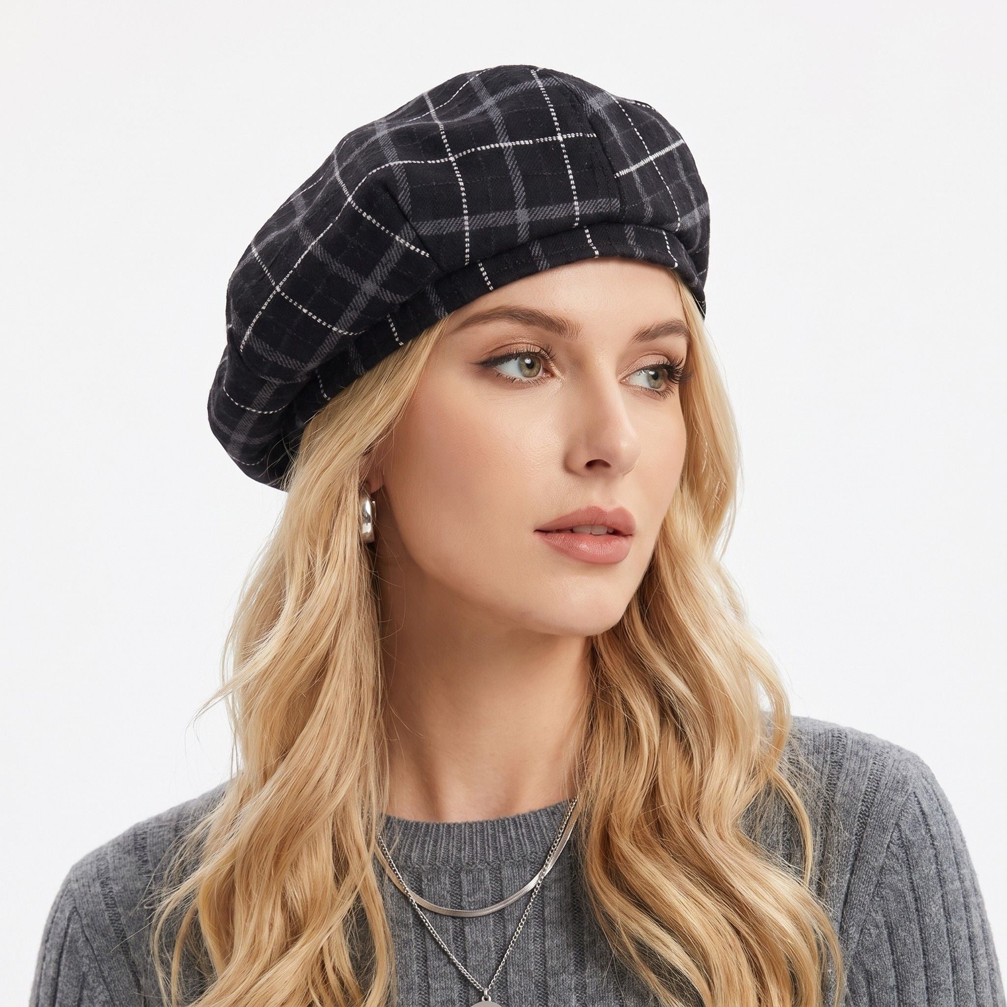 Plaid Beret Hat Vintage Painter Cap Soft Structured Fall Winter Style