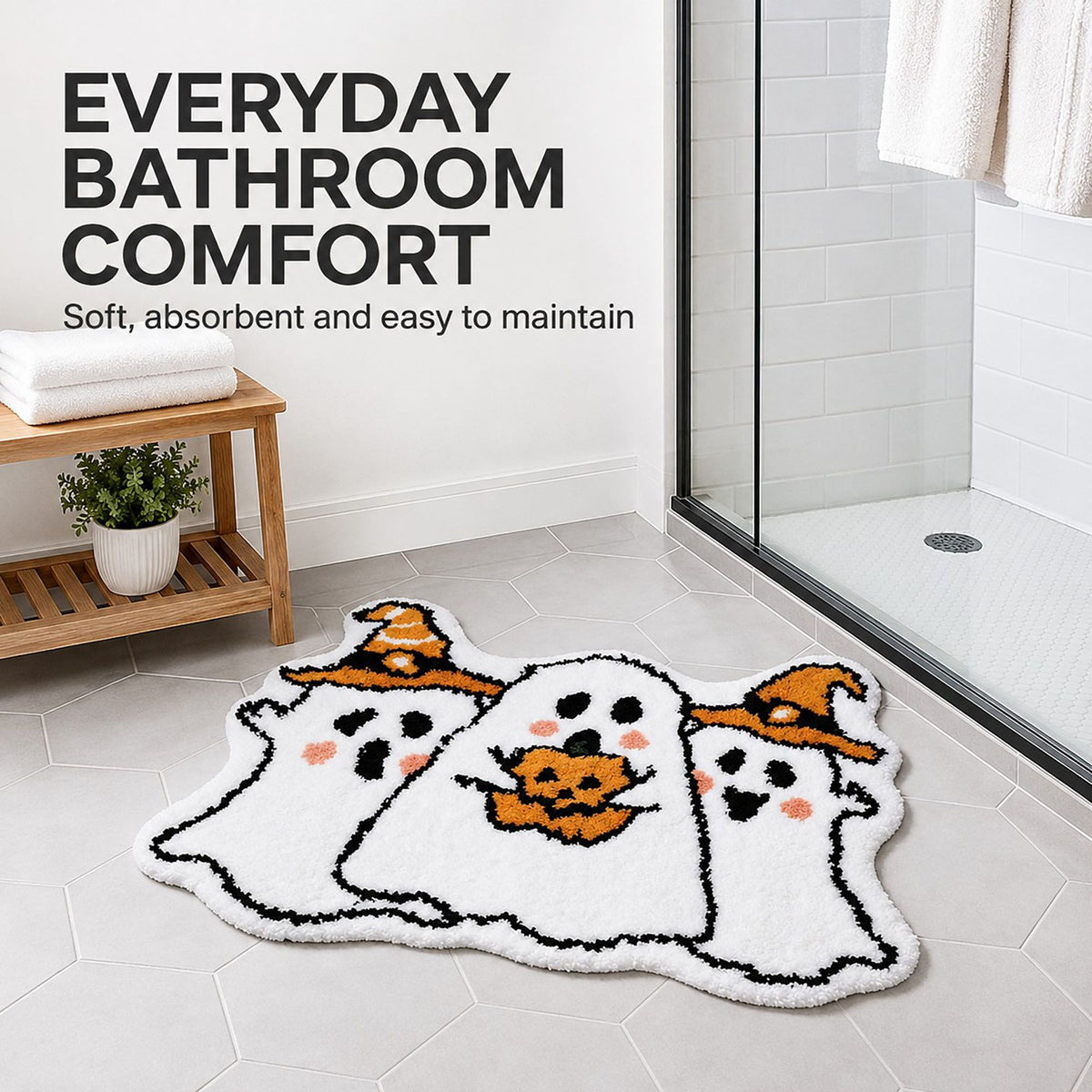 Halloween Character Shaped Bath Mat Nonslip Accent Rug 15.7 x 23.6 Inches