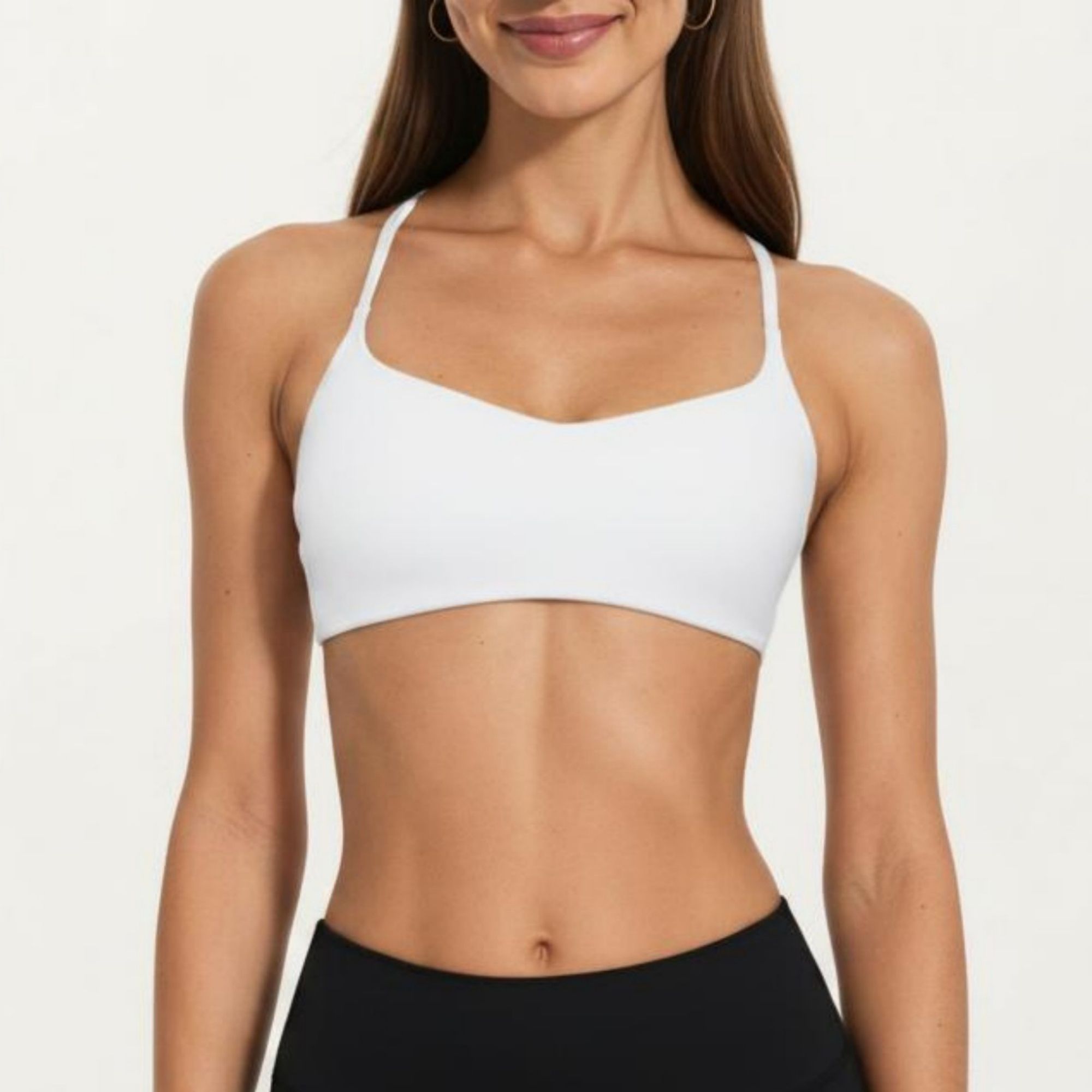 Anna-Kaci Active Women's Strappy Sports Bra with Adjustable Cross Back and Scoop Neck Front