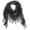 Anna-Kaci Lightweight Lace Floral Head Scarf Fringe Triangular Shawl Scarf Wrap Bandana for Women