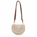 Crochet Crossbody Bag with Scalloped Flap Magnetic Closure and Shoulder Strap
