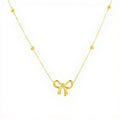 Women's Bow Pendant Necklace with Dainty Beaded Chain Design