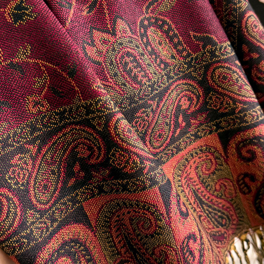 Paisley Pashmina Scarf with Fringe Trim 75*27.5 Inches