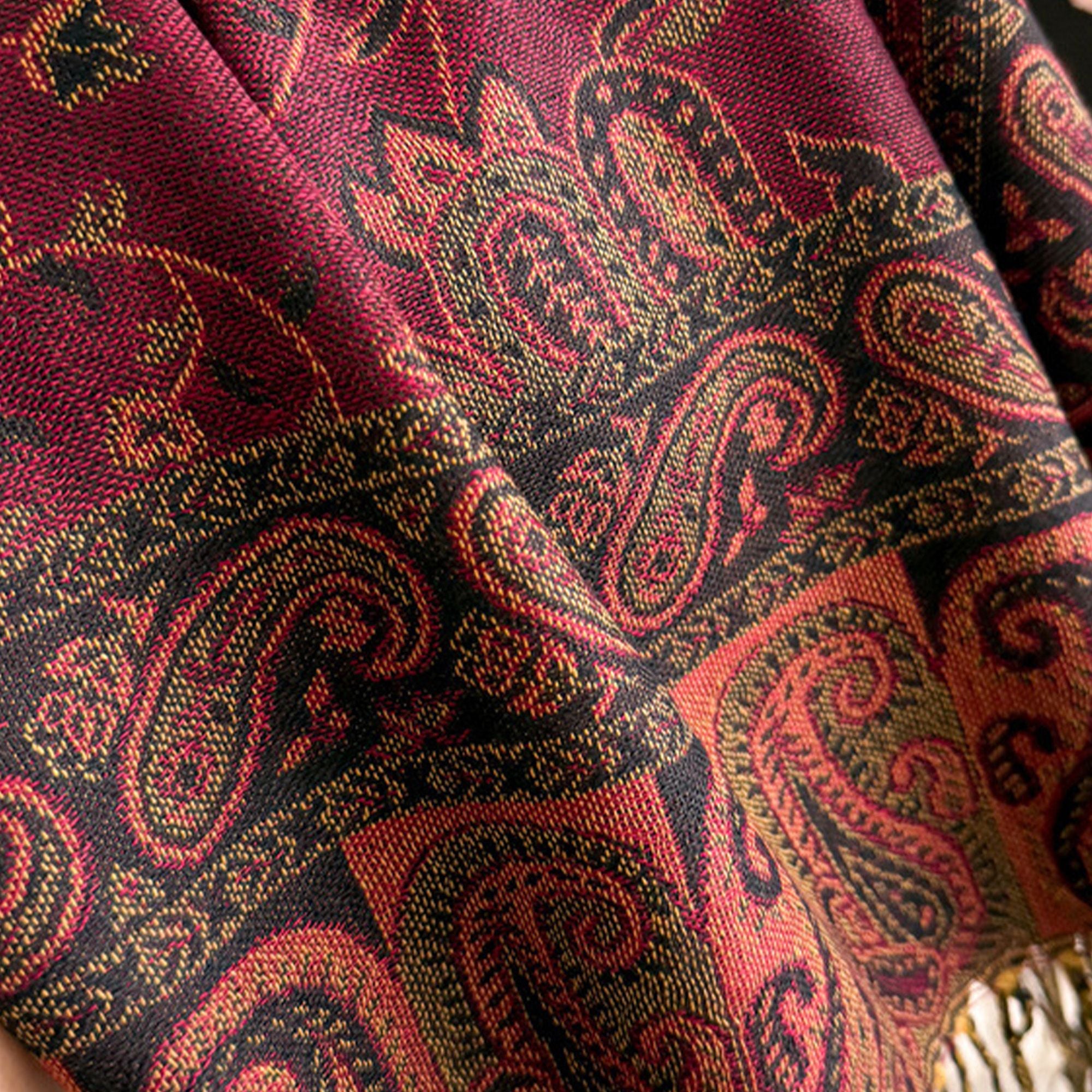 Paisley Pashmina Scarf with Fringe Trim 75*27.5 Inches