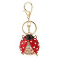 Ladybug Rhinestone Keychain Bag Charm with Lobster Clasp and Key Ring