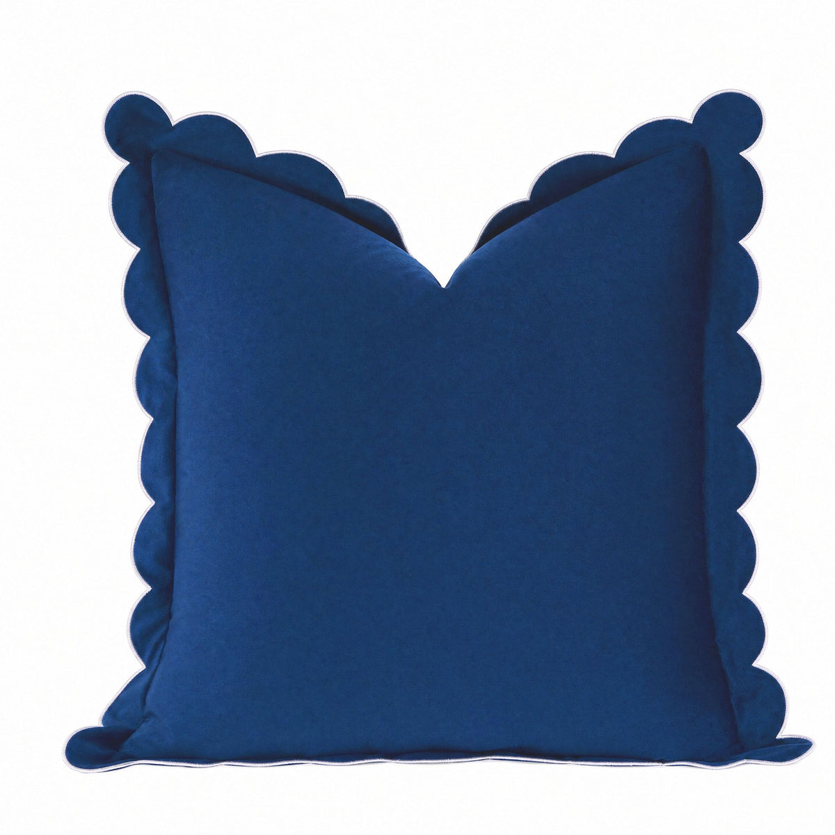Velvet Scalloped Edge Square Decorative Throw Pillow Cover