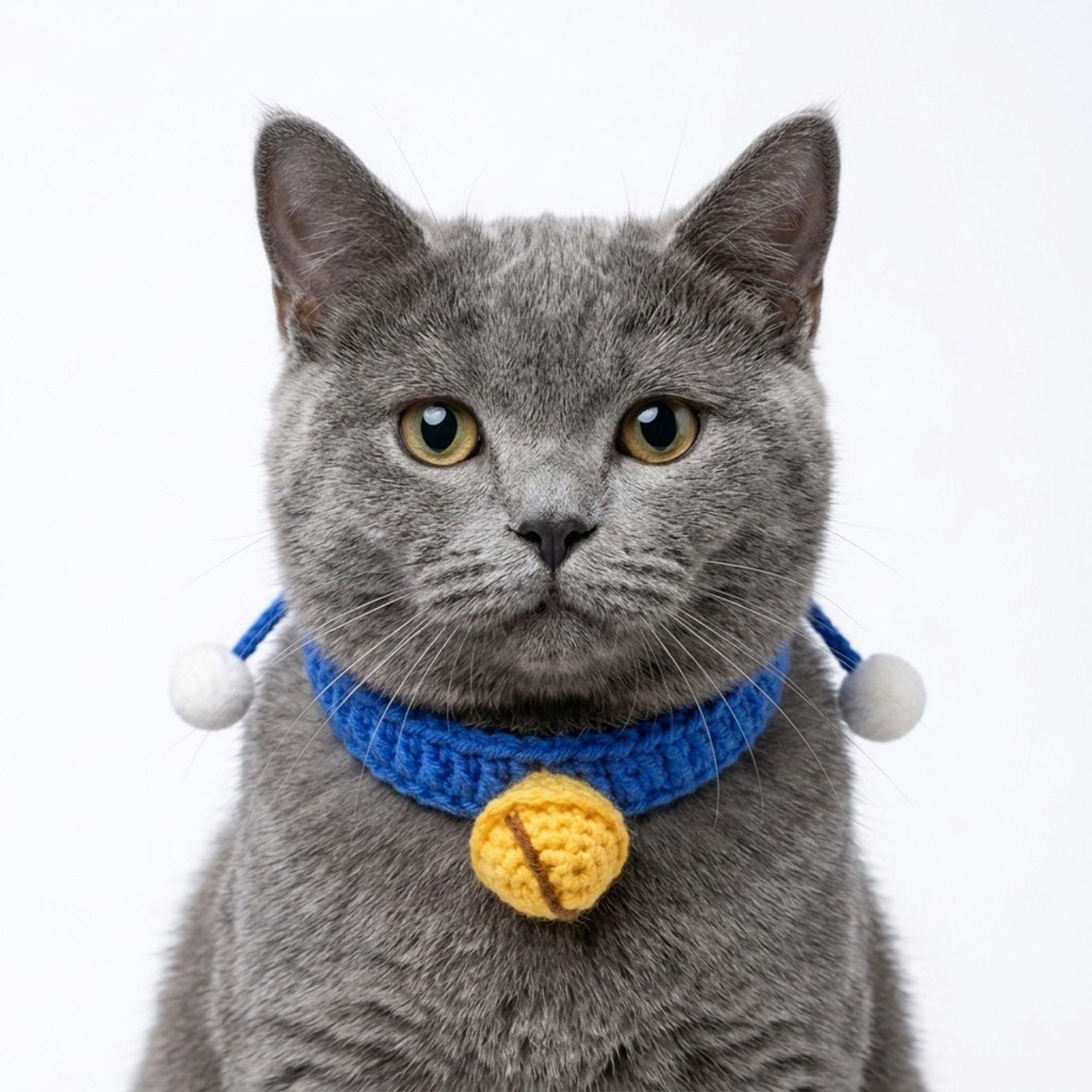 Hand Knit Pet Collar with Soft Crochet Bell Adjustable Silent Collar Necklace for Cats and Small Dogs