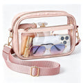 Clear Stadium Crossbody Bag with Front Pocket, Zipper Closure and Adjustable Removable Shoulder Strap