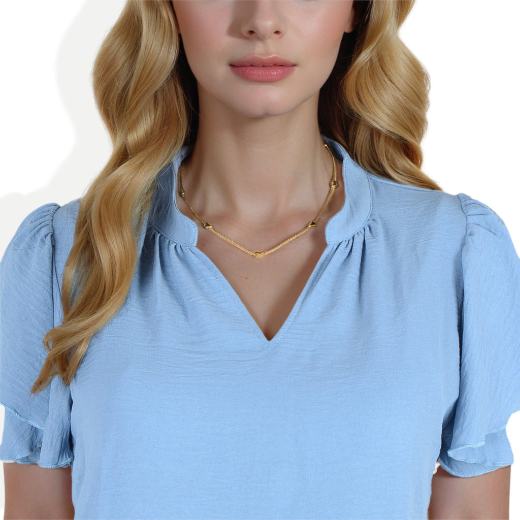 Women's Stainless Steel Necklace with 18K Gold Plated Heart Charms, Adjustable Chain and Minimalist Design