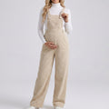 Anna-Kaci Women's Maternity Corduroy Overall Jumpsuit with Adjustable Straps and Wide Leg Fit