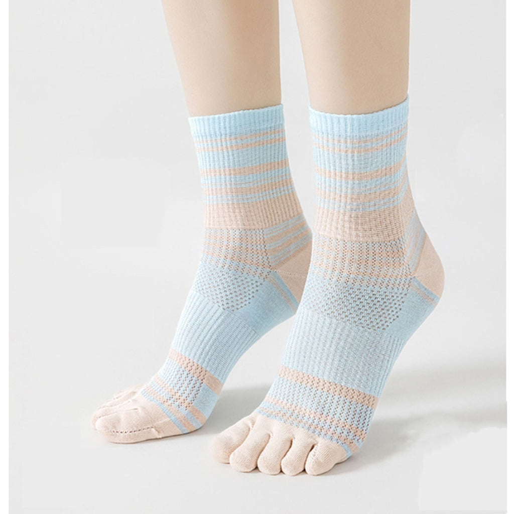 Anna-Kaci 2 Pairs Women's Breathable Five-Toe Socks with Arch Support and Anti-Odor Lycra Stretch for Casual or Active Wear