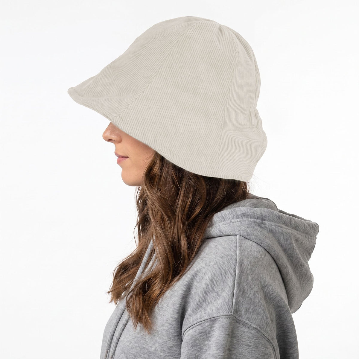Corduroy Bucket Hat Wide Brim Cloche Hat Casual Soft Brim Hat
