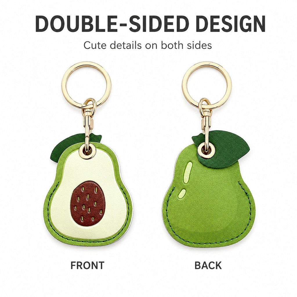 Double-Sided Fruit Bag Charm Keychain with Stitched Detail and Gold-Tone Ring