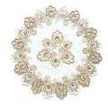 Round Embroidered Lace Doily with Floral Cutwork and Scalloped Edges 23.5in