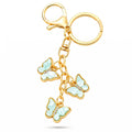 2pc Triple Butterfly Keychain Bag Charm with Lobster Clasp and Key Ring