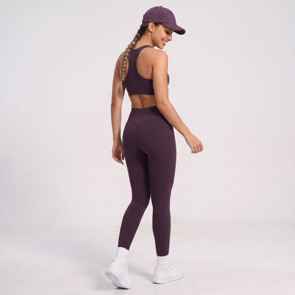 High Waist Full Length Leggings with Contour Seams Fitted Yoga Pants for Gym Training