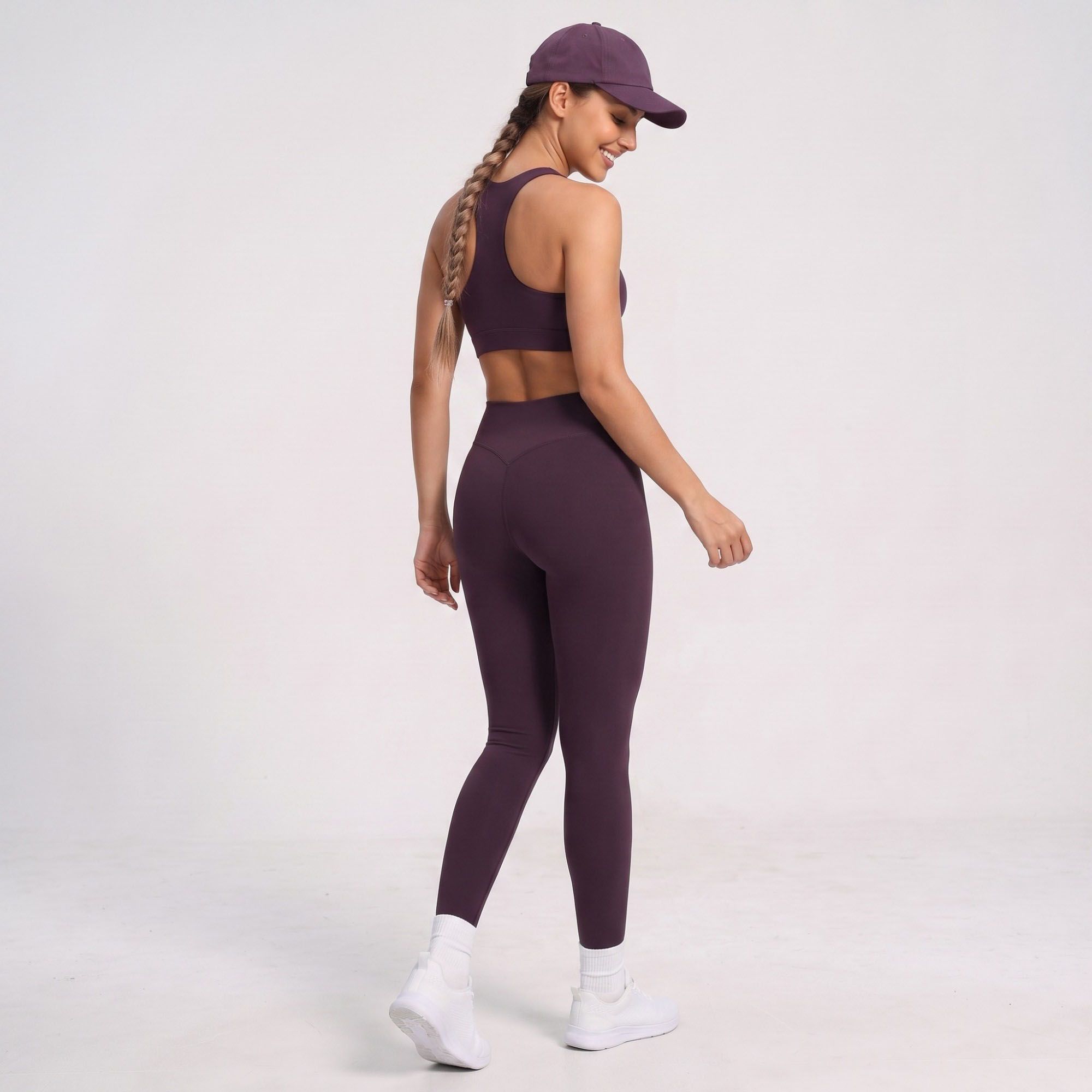 High Waist Full Length Leggings with Contour Seams Fitted Yoga Pants for Gym Training