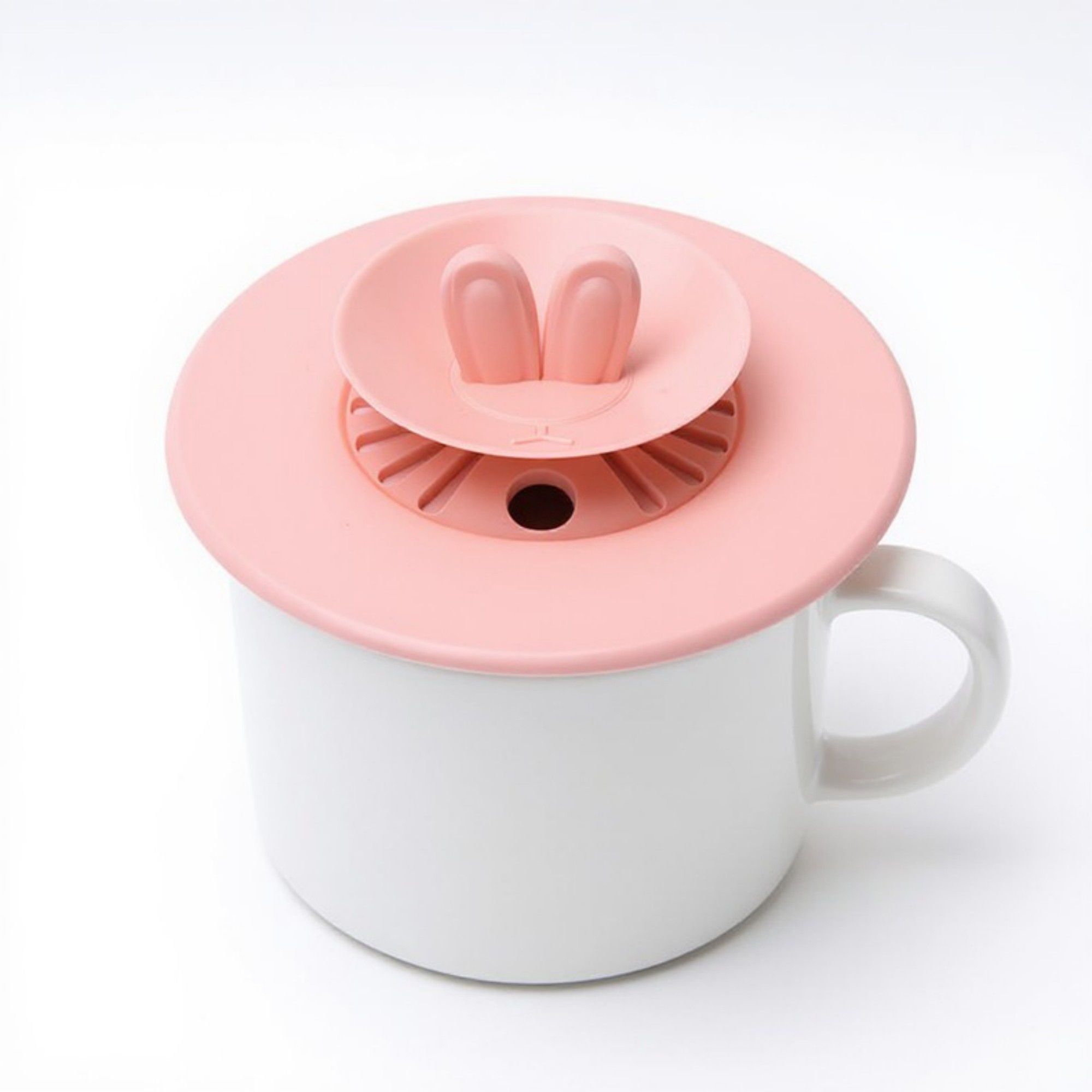 Anna-Kaci 4pcs per Set Silicone Bunny Ear Cup Lid Dustproof Insulated Drink Cover with Pop Up Vent Seal 4.6x0.7in