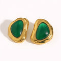 Women's Organic Shape Stud Earrings with Smooth Polished Centerpiece and Bold Sculptural Frame for a Modern Artistic Statement
