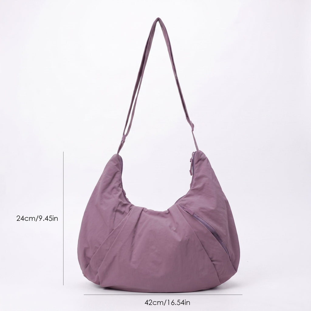 Soft Crescent Hobo Shoulder Bag with Adjustable Strap and Zipper Pockets