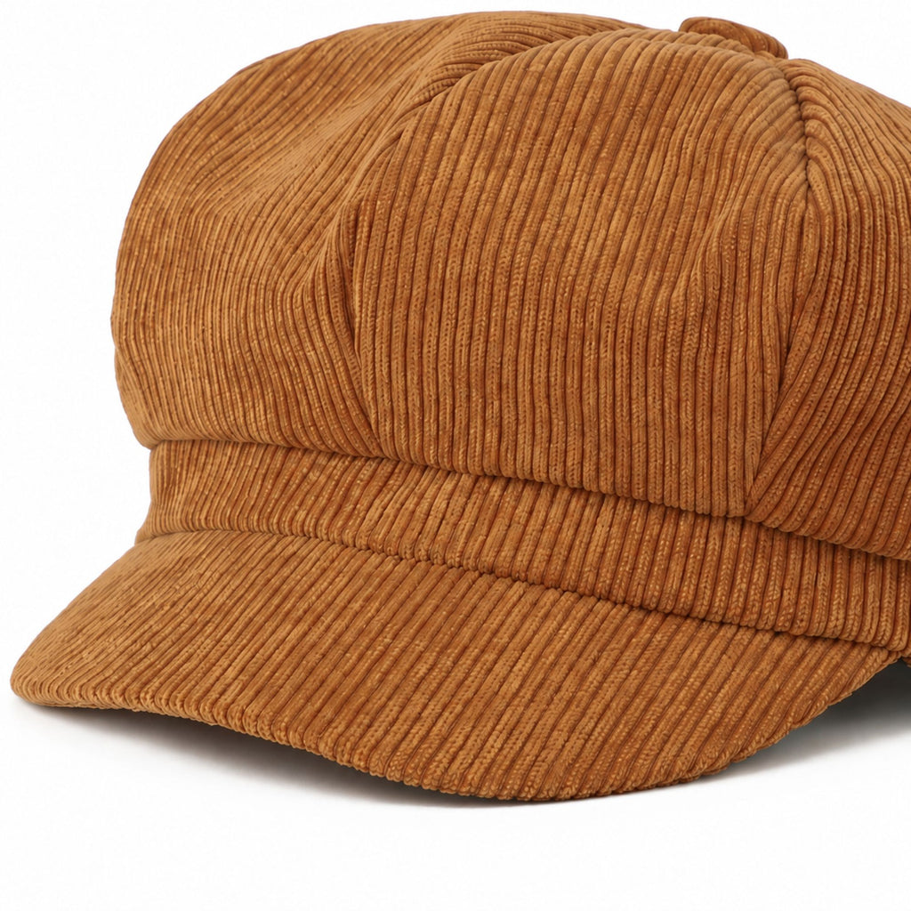 Corduroy Newsboy Cap Vintage Baker Boy Cabbie Hat with Short Brim