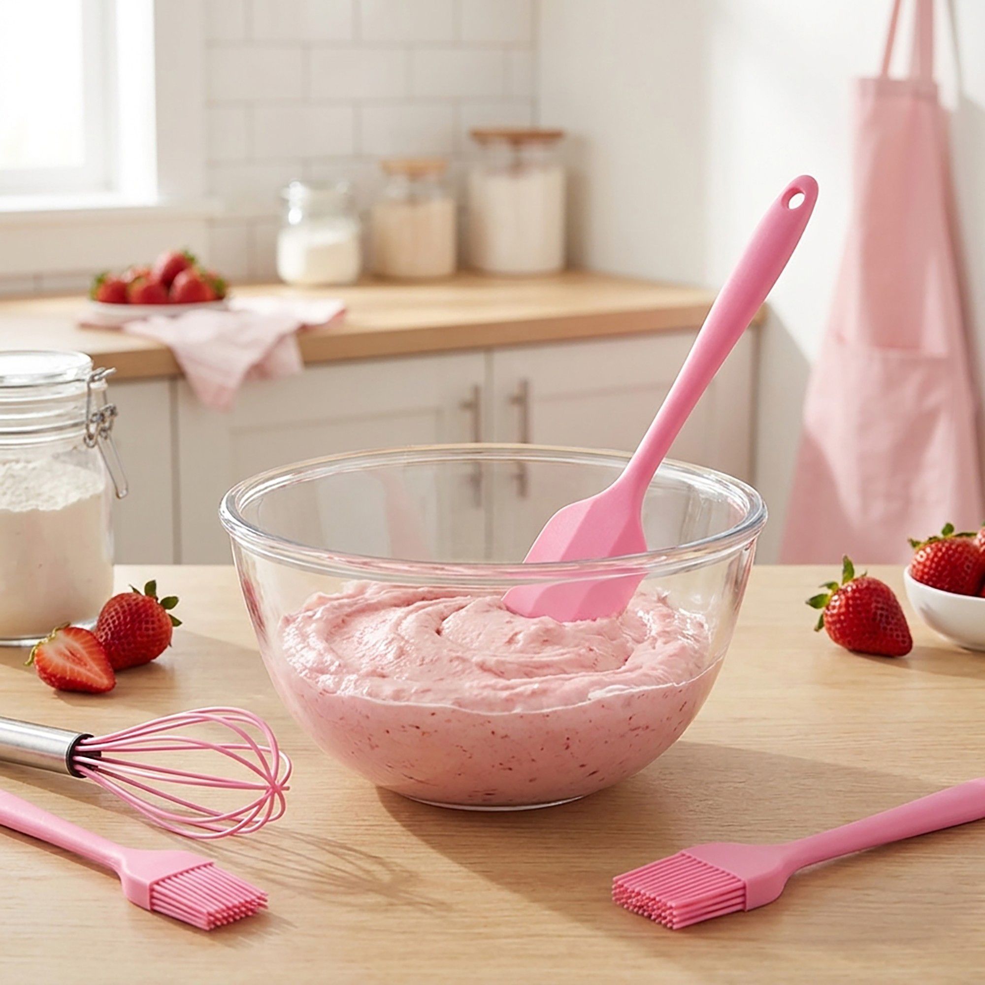 5-Piece Silicone Kitchen Utensil Set with Spatulas, Whisk and Pastry Brush