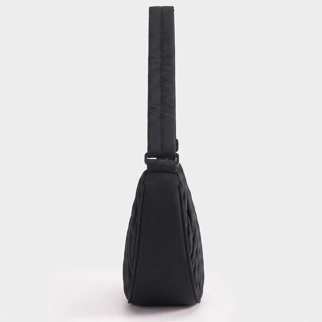 Ruched Crescent Shoulder Bag with Knotted Wide Adjustable Shoulder Strap 11.8x3.5x6.3in