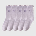 Anna-Kaci Women's Summer Ribbed Ankle Socks with Bow Embroidery Casual 5Pk