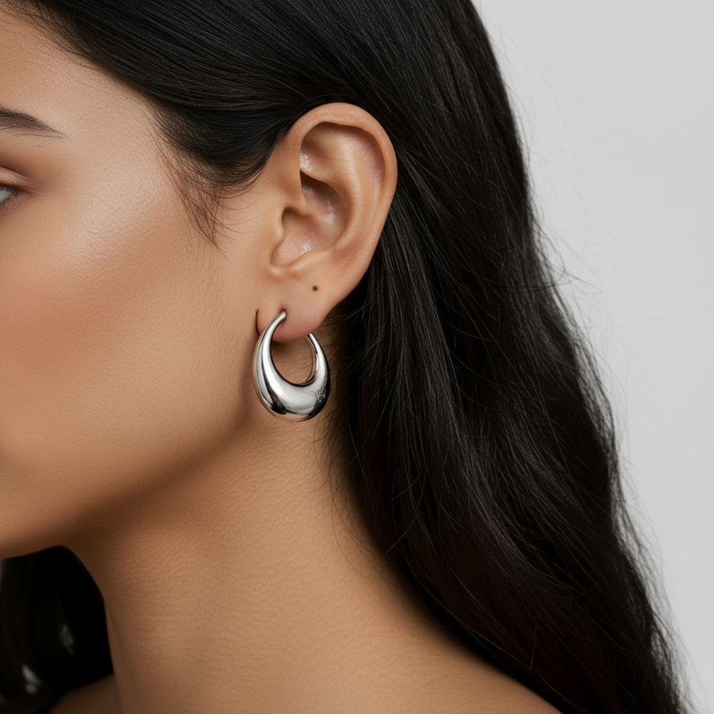 Women's Thick Hoop Earrings with Rounded Modern Design