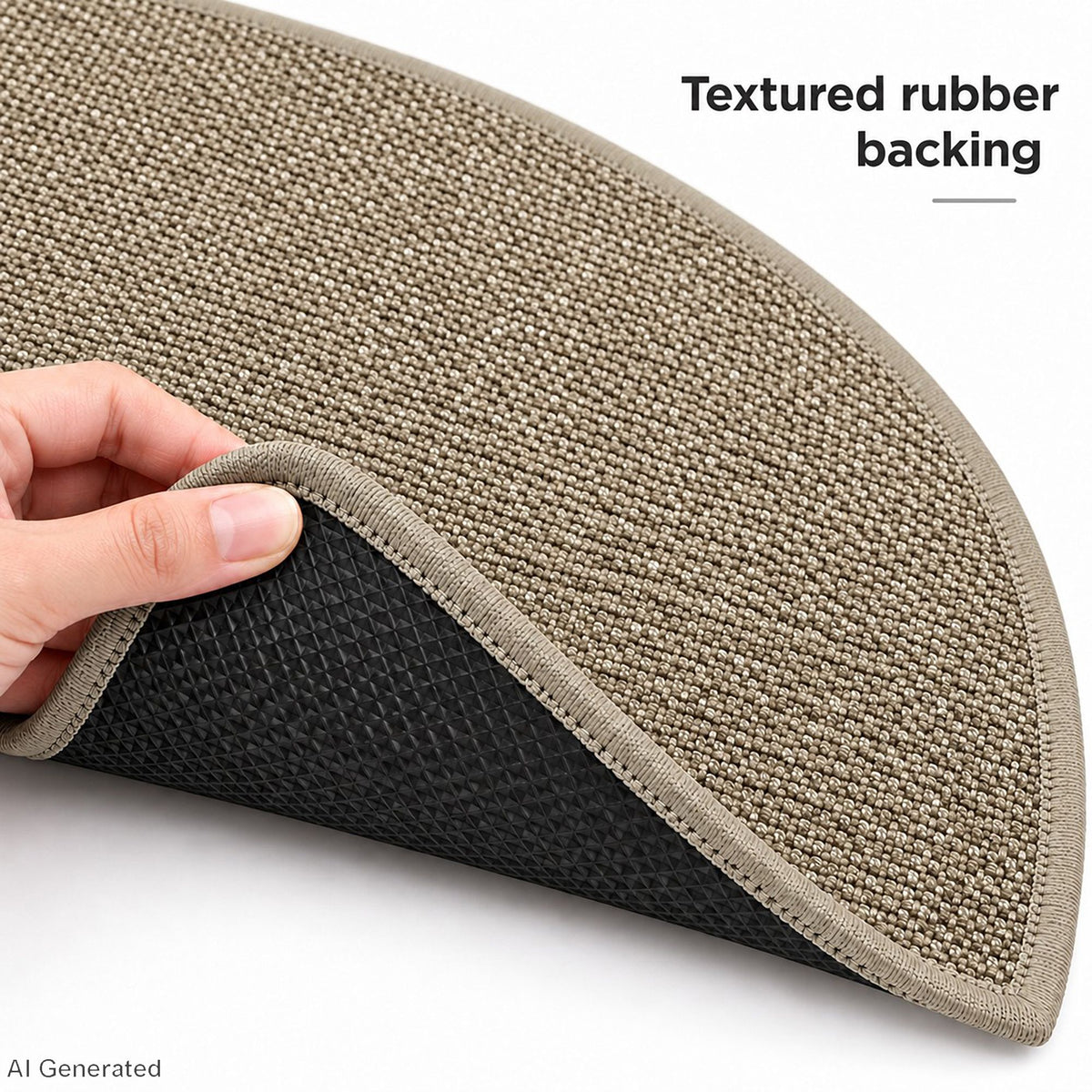 Curved Absorbent Bath Mat with Non Slip Backing