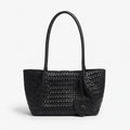 Woven Tote Bag with Heart Charm