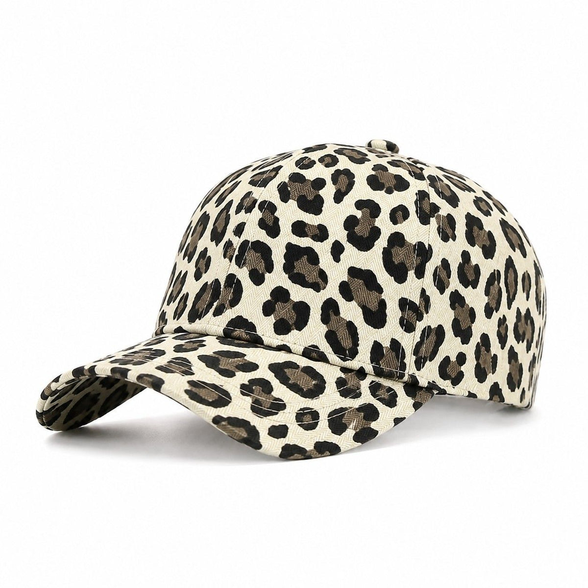 Gorra de béisbol con estampado de leopardo, ala curva ajustable, estilo casual con estampado animal