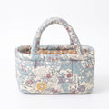 Floral Print Quilted Organizer Tote Bag with Multiple Pockets and Carry Handles