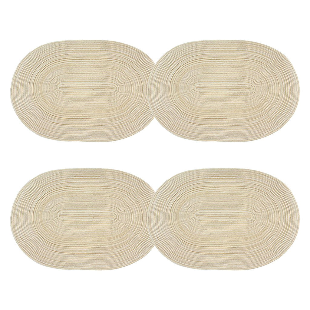 4 Piece Oval Braided Placemats Woven Heat Resistant Dining Table Mats Washable Kitchen Place Mats
