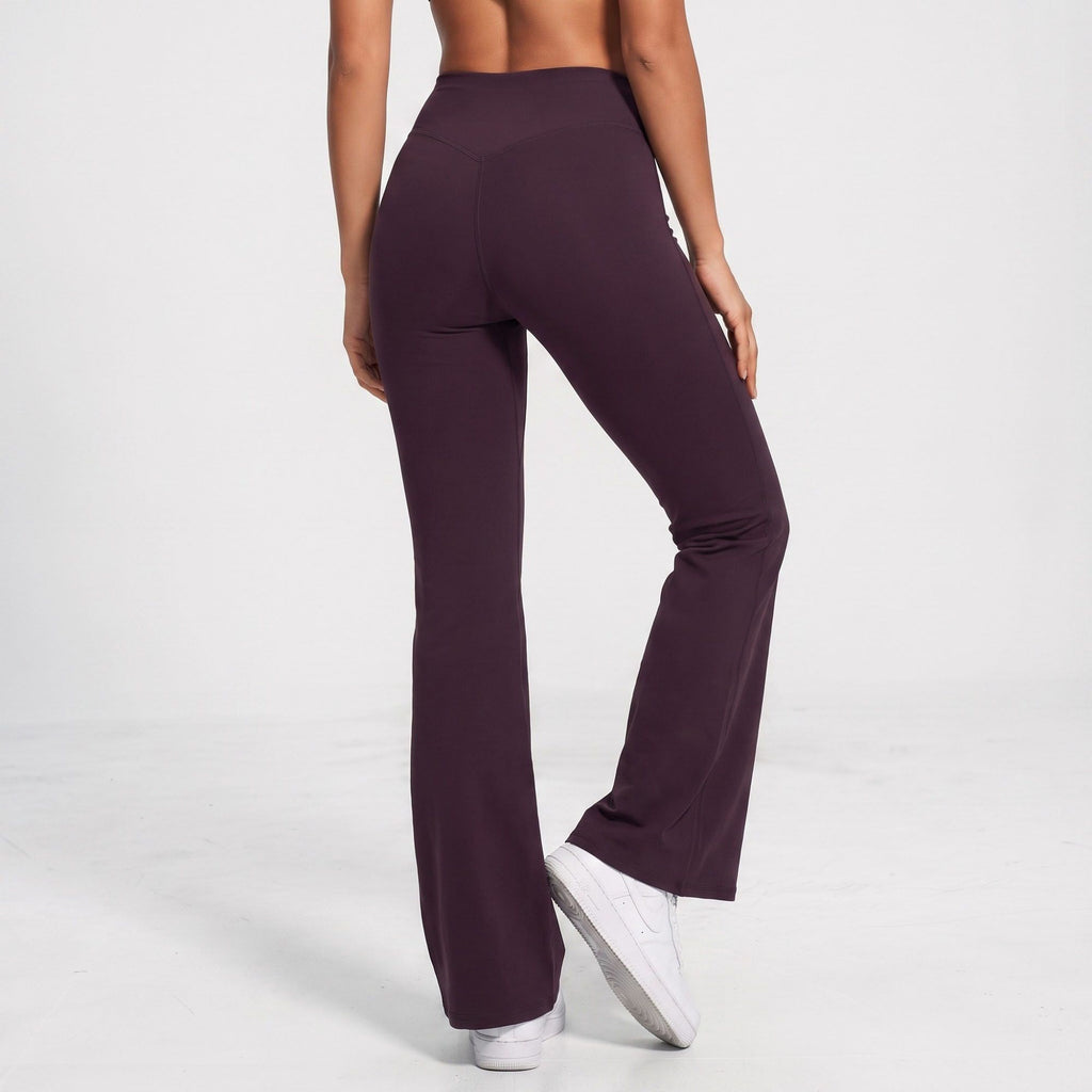 High Waist Flare Yoga Pants with Contour Seams Full Length Fitted Workout Leggings for Gym
