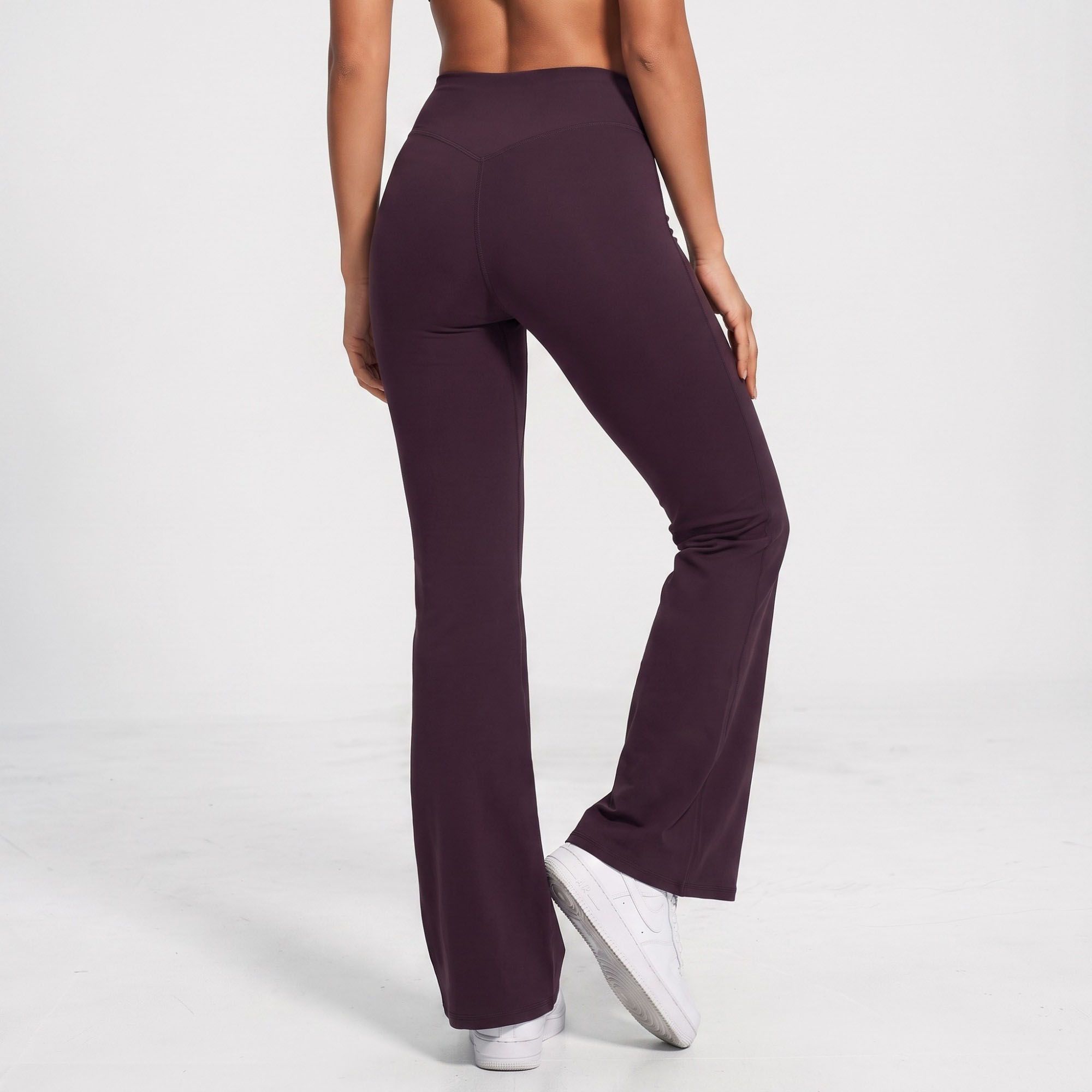High Waist Flare Yoga Pants with Contour Seams Full Length Fitted Workout Leggings for Gym