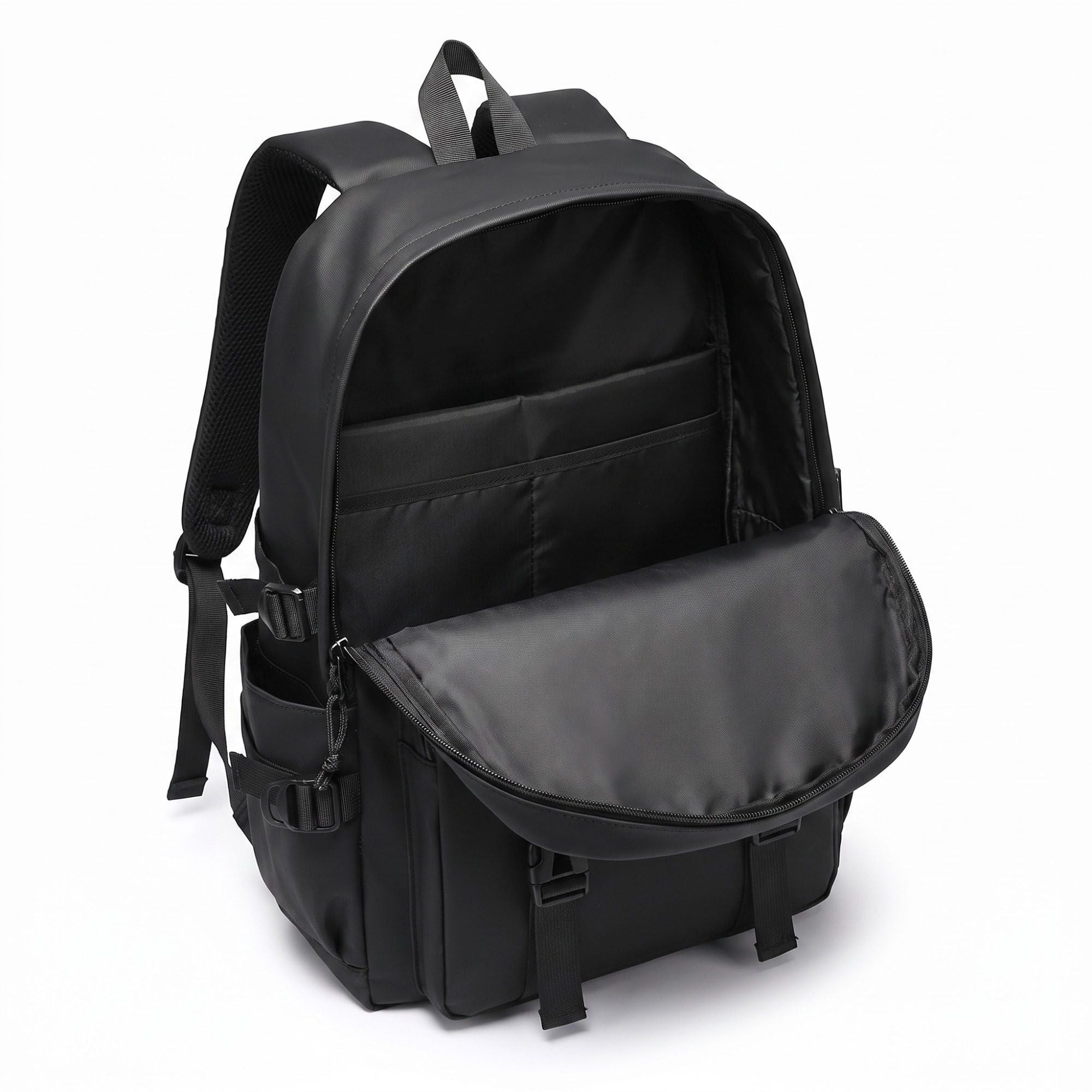 Multi-Pocket Utility Backpack with Buckle Straps, Side Pockets and Padded Shoulder Straps