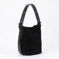 Suede Look Bucket Shoulder Bag with Adjustable Wide Strap