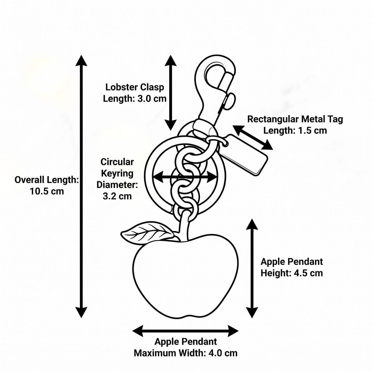 Glitter Apple Bag Charm Keychain with Lobster Clasp