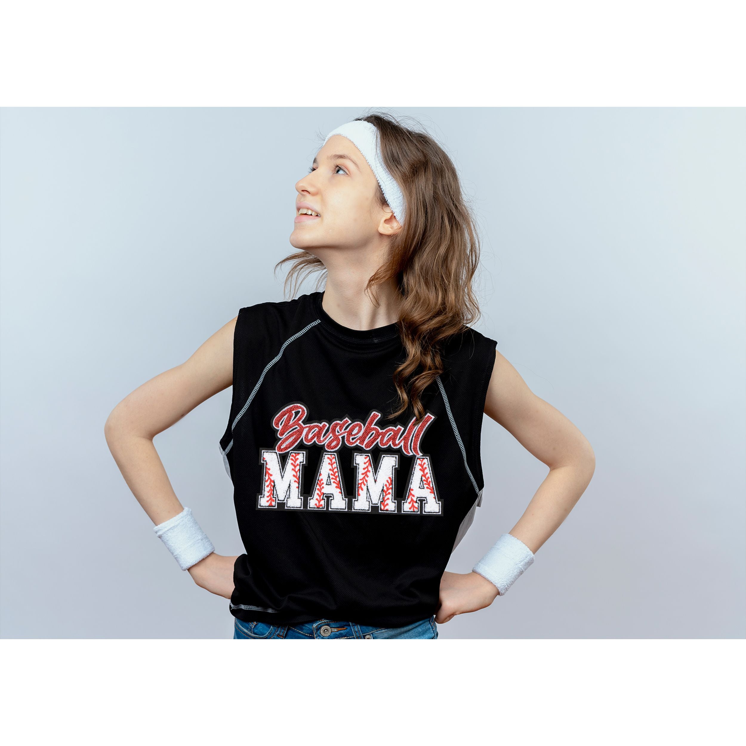 Baseball Mama Sequin Iron On Patches Game Day Applique Large Patch Accessory Clothes Jacket Uniform Backpack DIY Decor