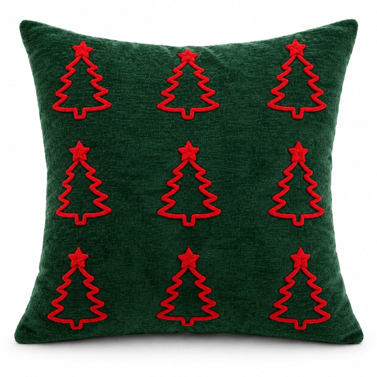 Christmas Embroidered Throw Pillow Cover 18 x 18 Inch Holiday Home Decor