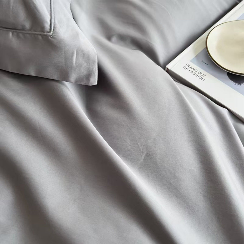 4-Piece Cotton Washed Bedding Set with Duvet Cover Flat Sheet and Pillowcases Soft Smooth Finish