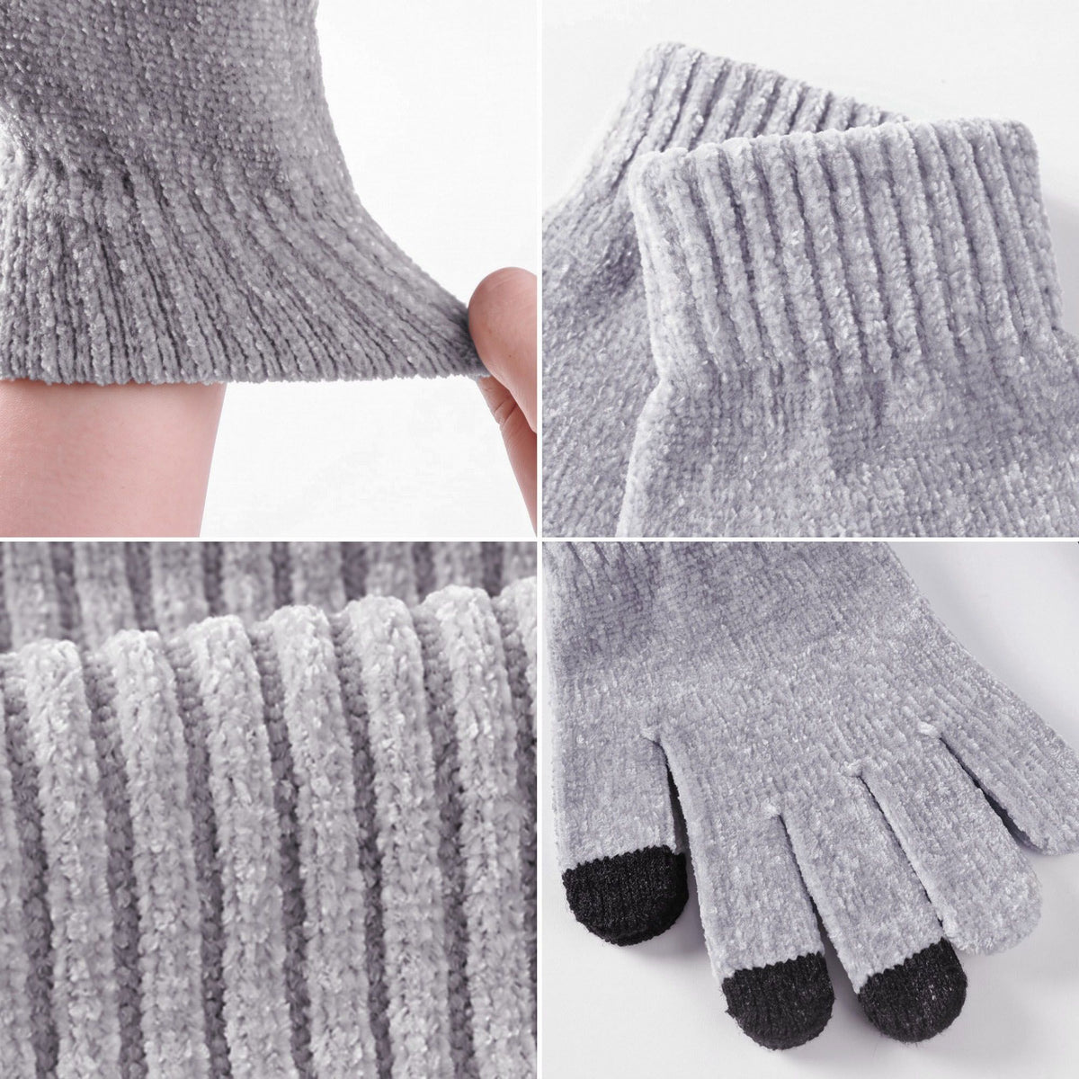 3 Piece Pom Beanie Scarf and Touchscreen Gloves Winter Set