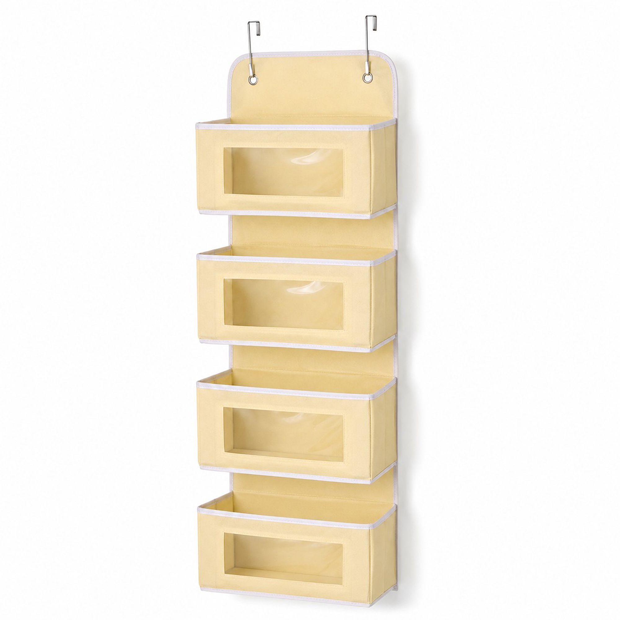 Organizador Colgante de Almacenamiento de 4 Niveles con Bolsillos de Ventana Transparente para Puerta, Pared o Armario