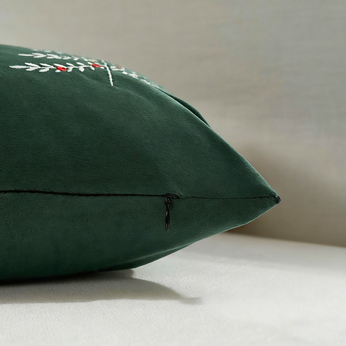 Christmas Tree Embroidered Plush Lumbar Throw Pillow Cover 12 x 20 Inch 1 Pack